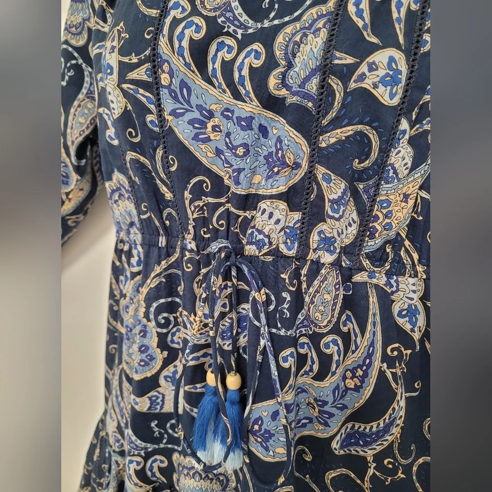 NWT Myra Bag 100% Cotton Donna Paisley Glory Dress Tiered Maxi Dress sz L